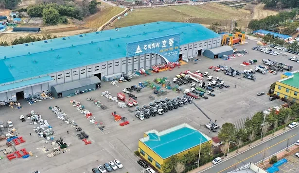 Aerial view of the Horyong manufacturing facility and equipment yard